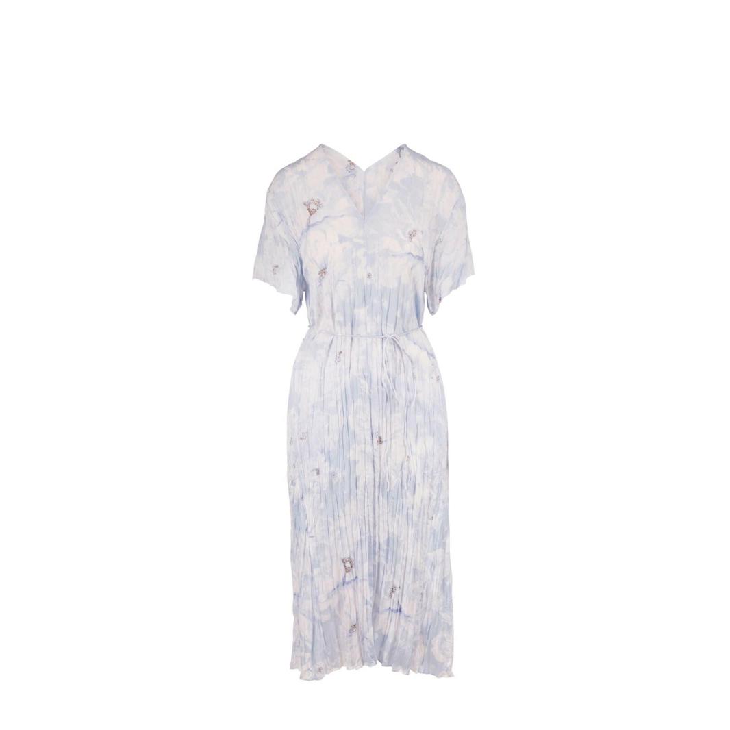 New, Vince Painted Magnolia Midi Dress In Powder Blue Size S #D4016
